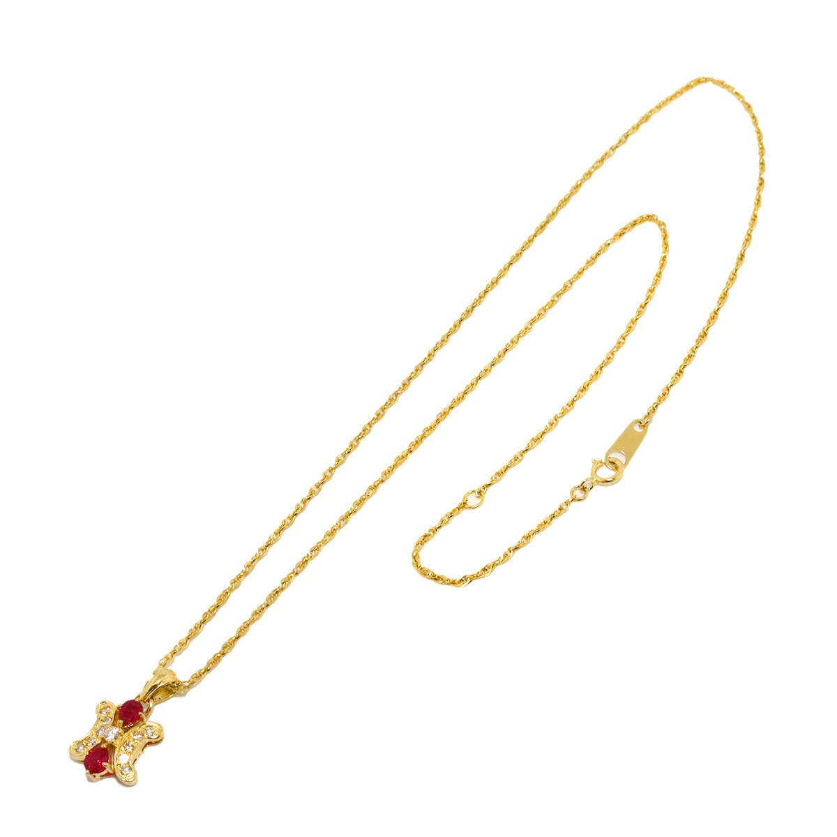 Triomphe Ruby Diamond Necklace K18 Yellow Gold 750