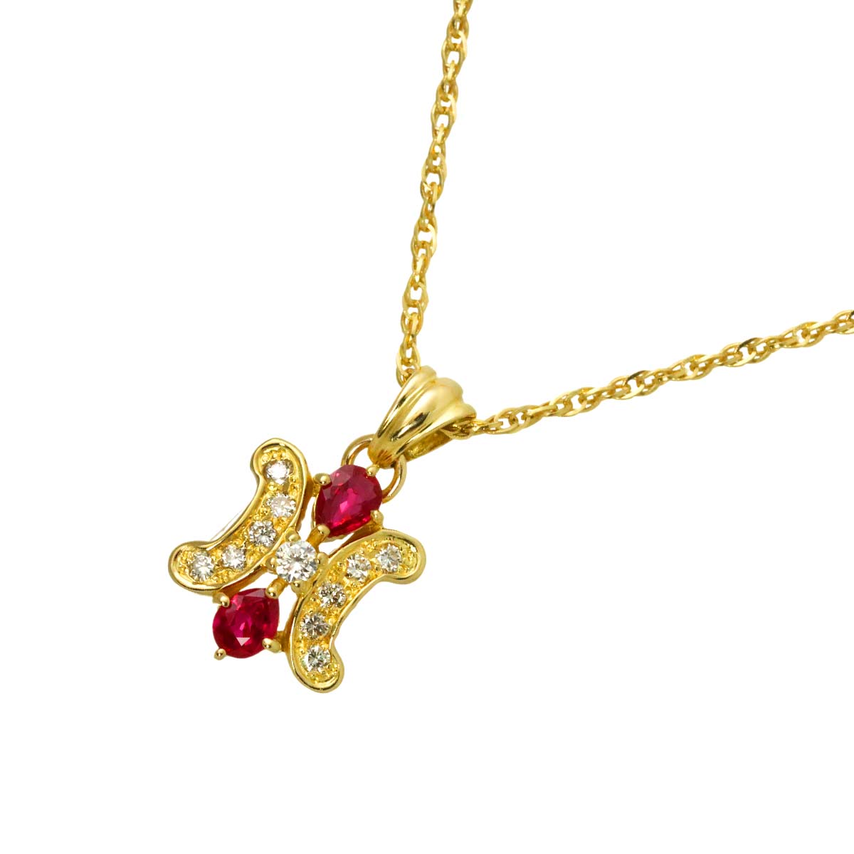 Triomphe Ruby Diamond Necklace K18 Yellow Gold 750
