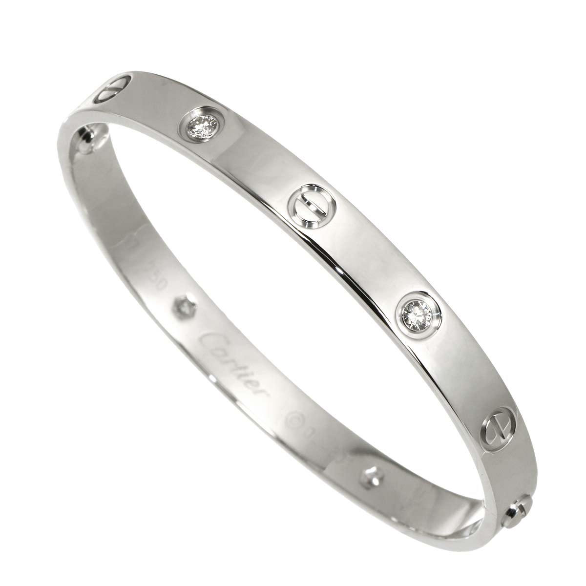 Love Bracelet Diamond 4P Bangle 18K WG 750 Size17