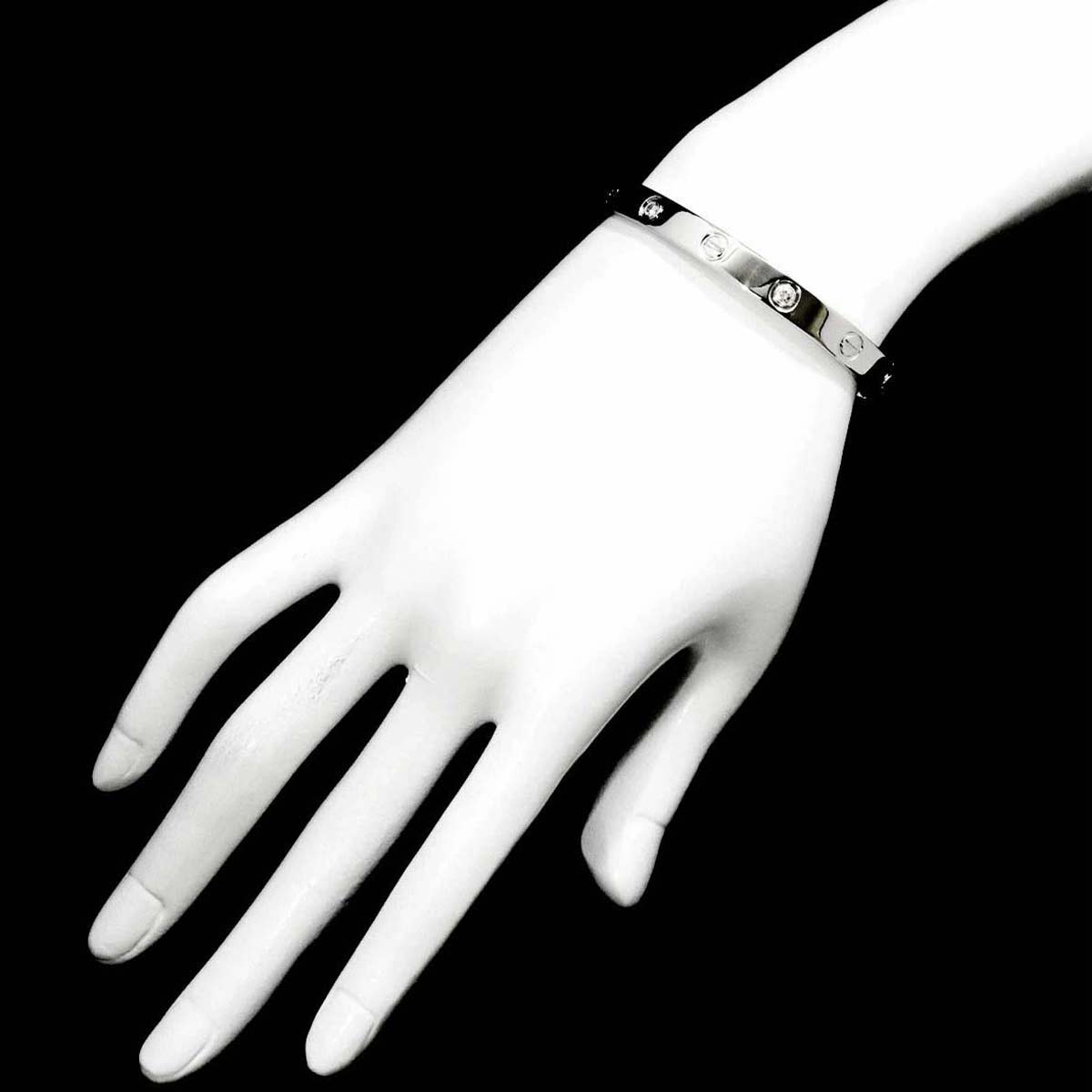 Love Bracelet Diamond 4P Bangle 18K WG 750 Size17