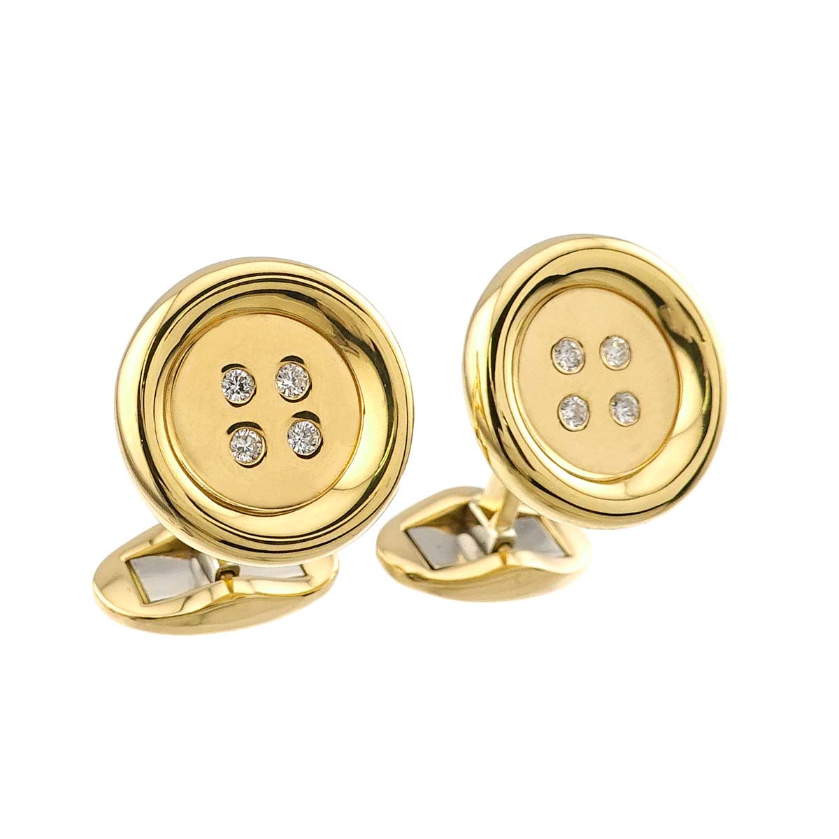 Diamond cuff links 18K Yellow Gold 750