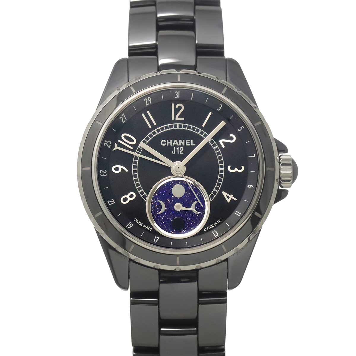 J12 Phase De Lune H3406 Moon phase Automatic Black Dial Mens