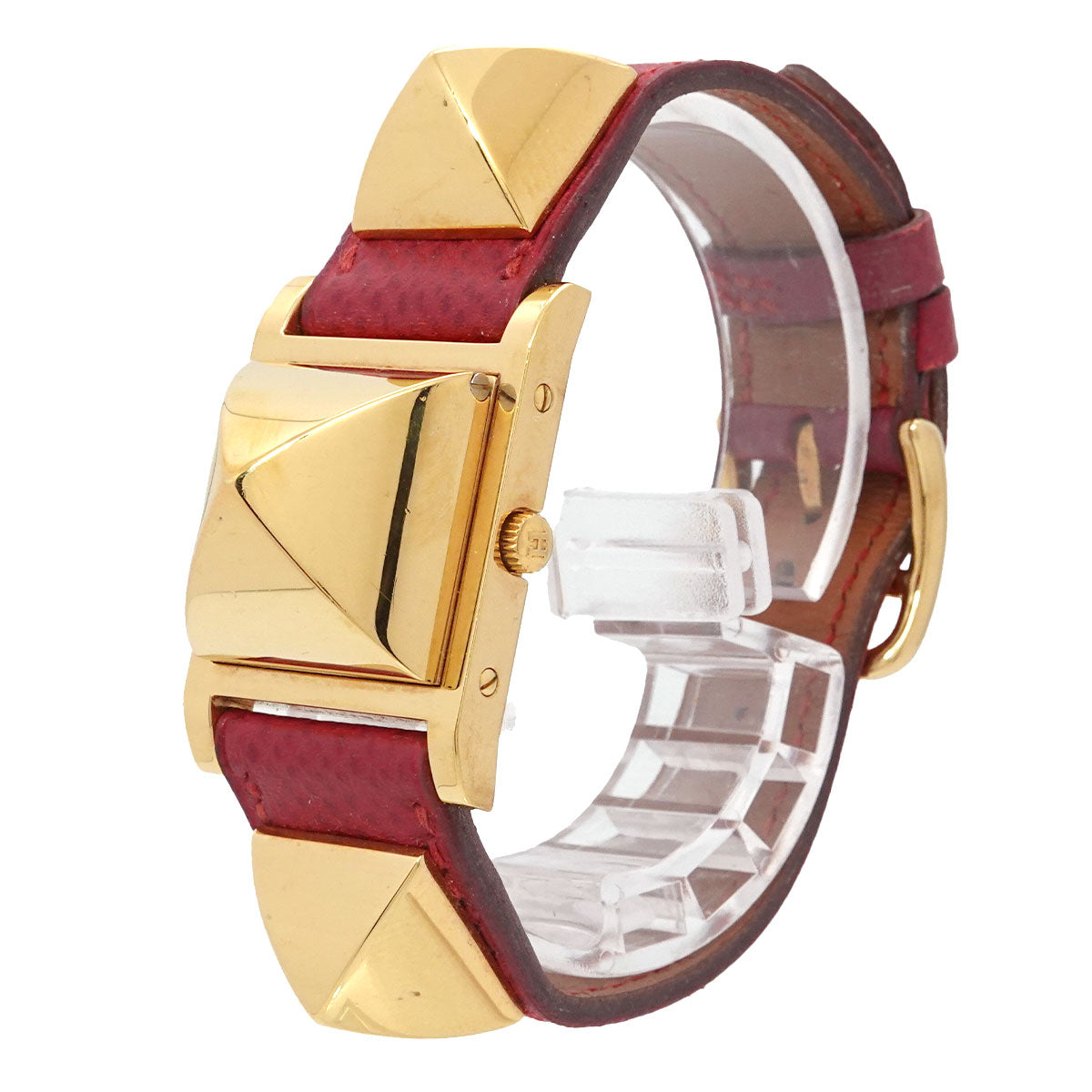Medor Vintage pyramid Gold studs Quartz White Dial Ladies