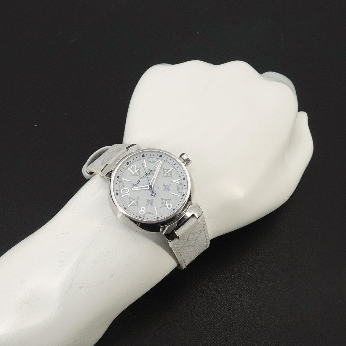 Tambour GM QA114 Quartz Monogram White Dial Mens