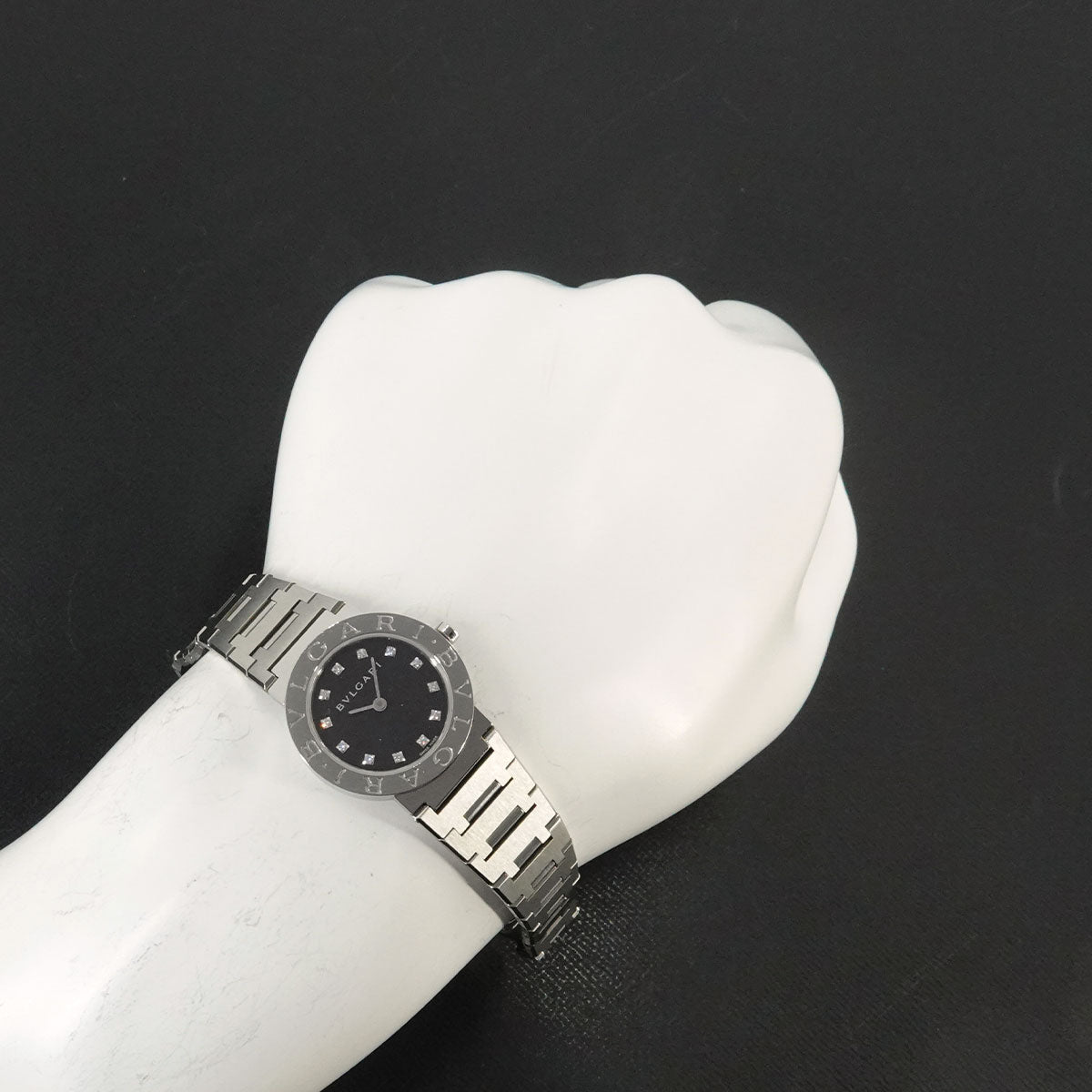 BVLGARIBVLGARI BB26SS 12P Diamond Quartz Black Dial Ladies