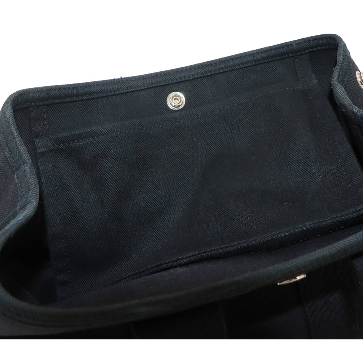 Valparaiso PM Hand Bag Toile Chevron Leather Black Purse