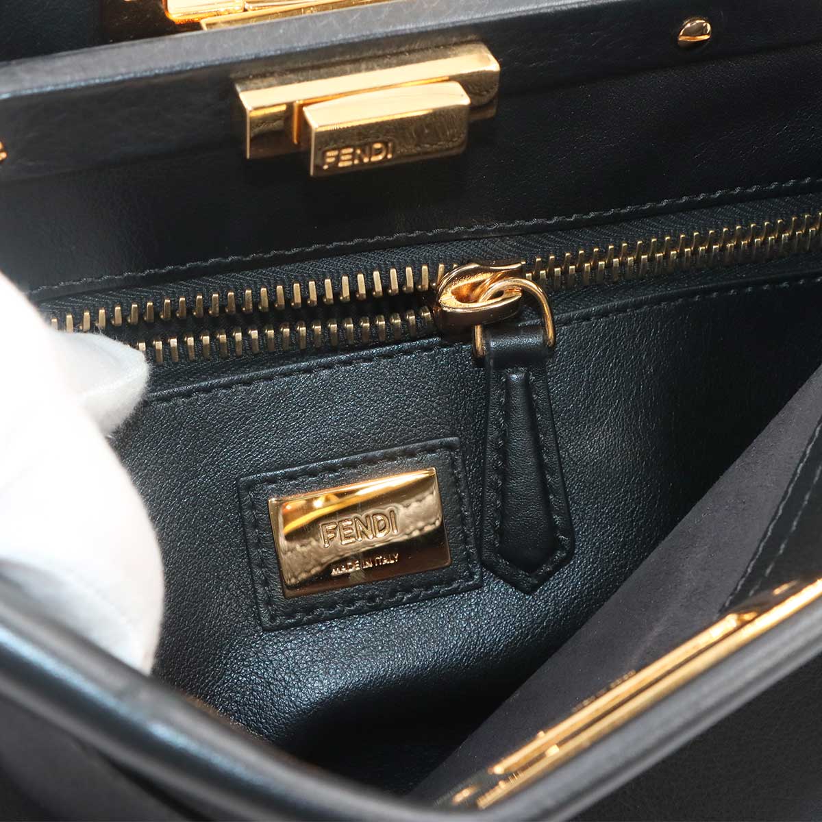 Peekaboo Regular 2way Hand Bag Leather Nero 8BN290 Interlaced