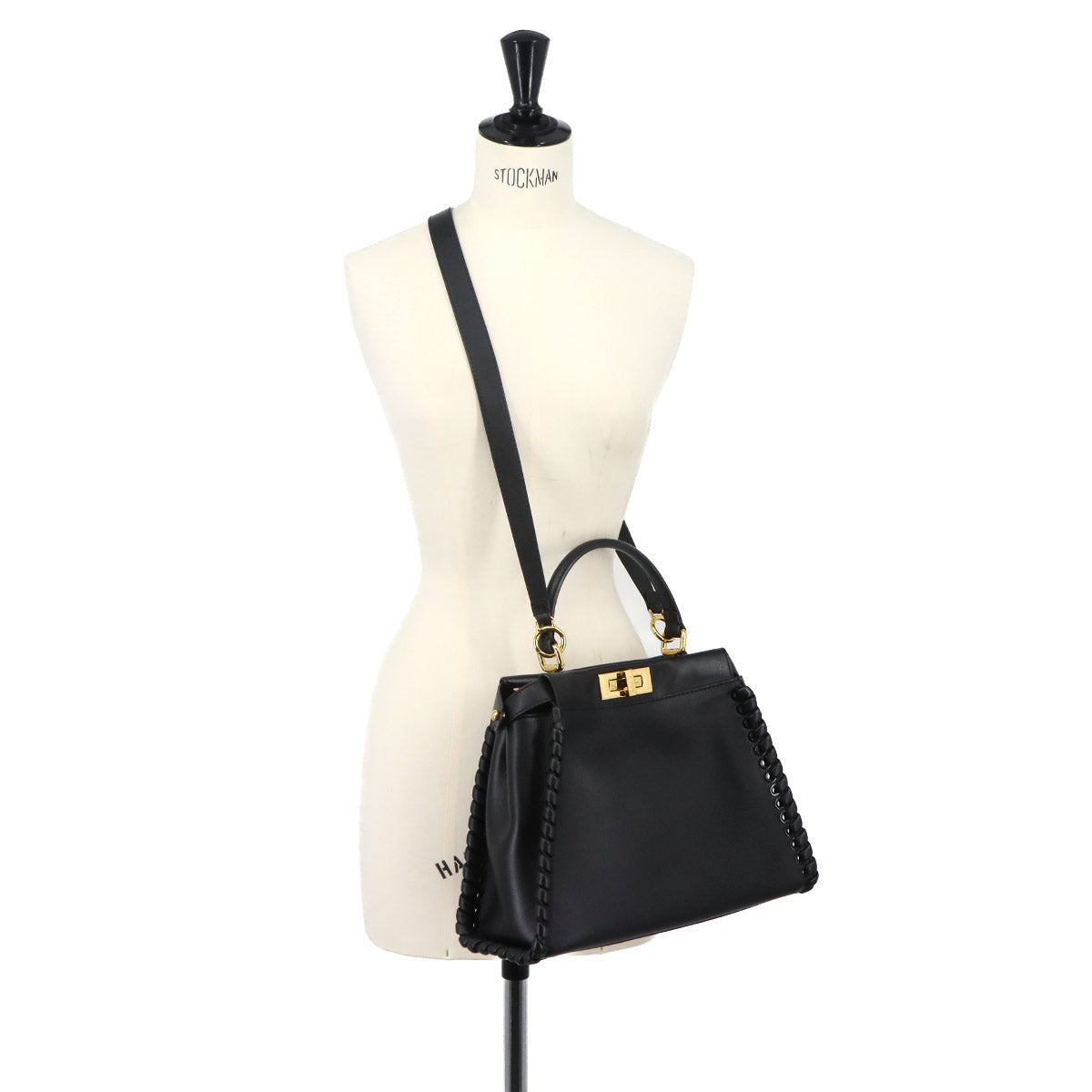 Peekaboo Regular 2way Hand Bag Leather Nero 8BN290 Interlaced