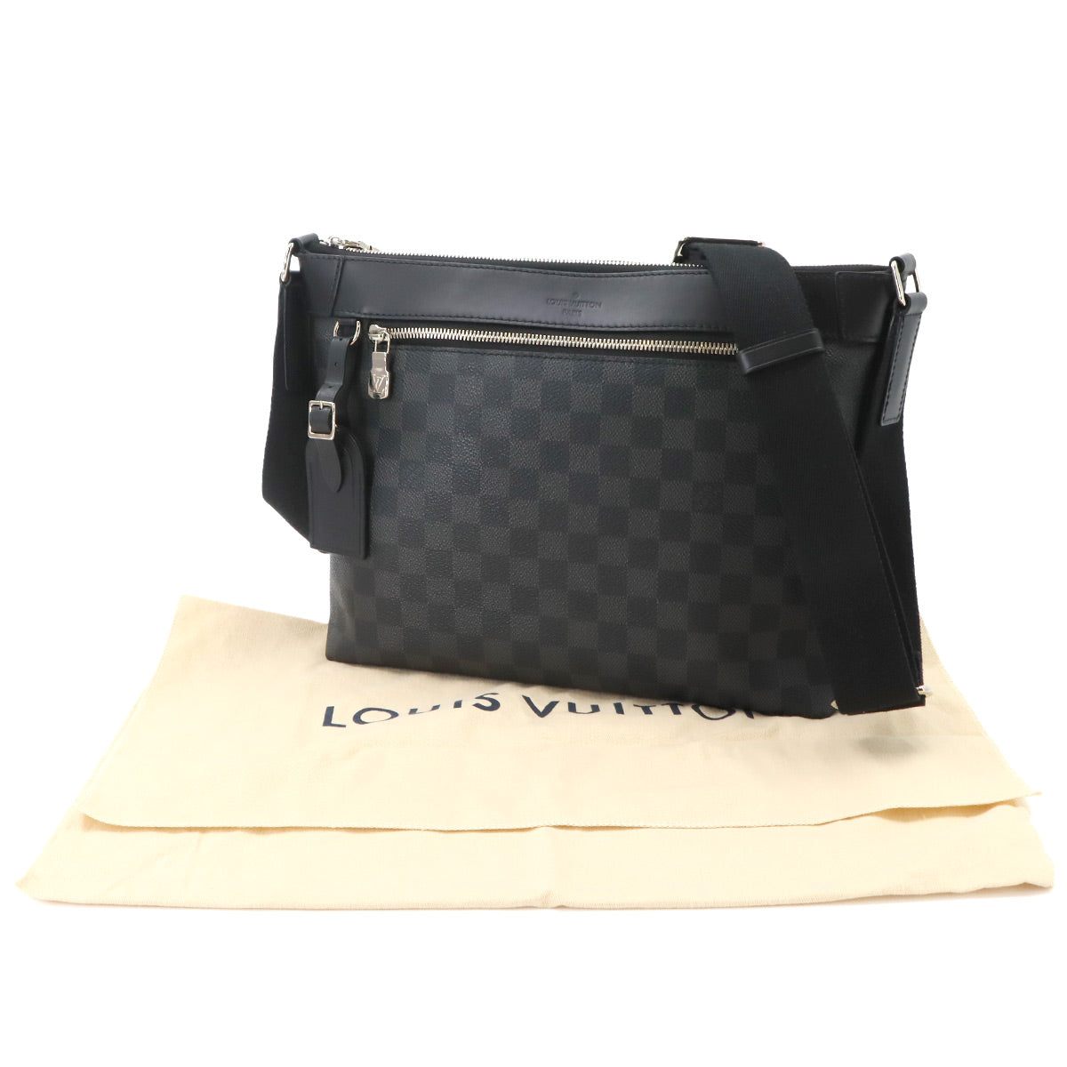 Damier Graphite Mick PM NM Shoulder Bag Black Grey N40003