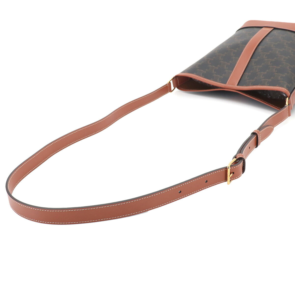 Triomphe Small Bucket Shoulder Bag PVC Leather Tan 191442CAS