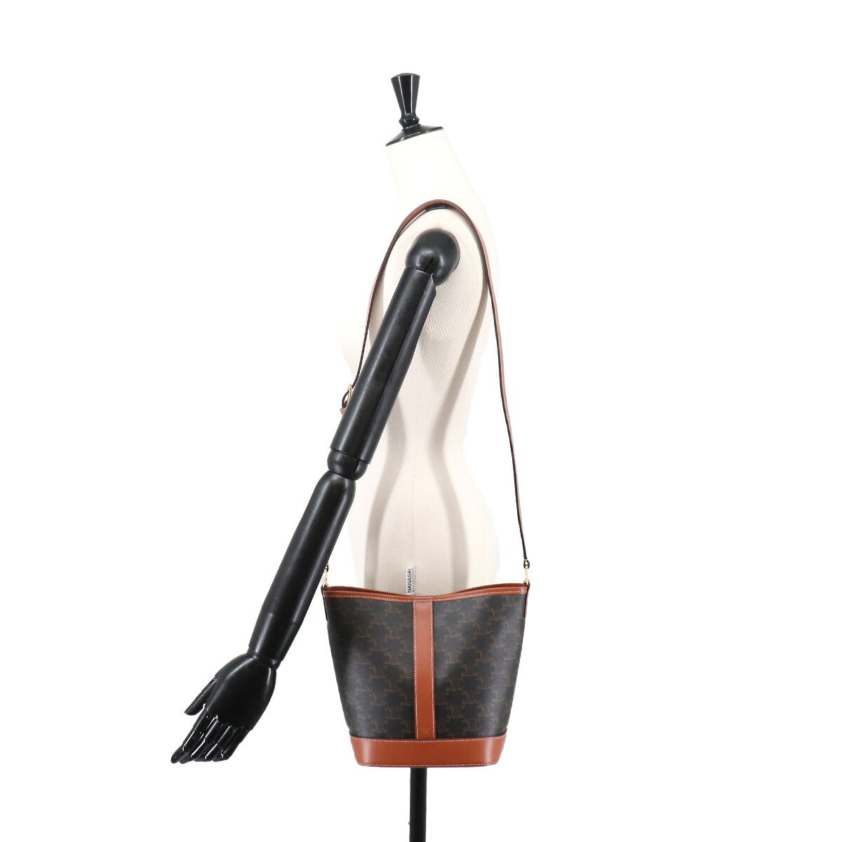 Triomphe Small Bucket Shoulder Bag PVC Leather Tan 191442CAS