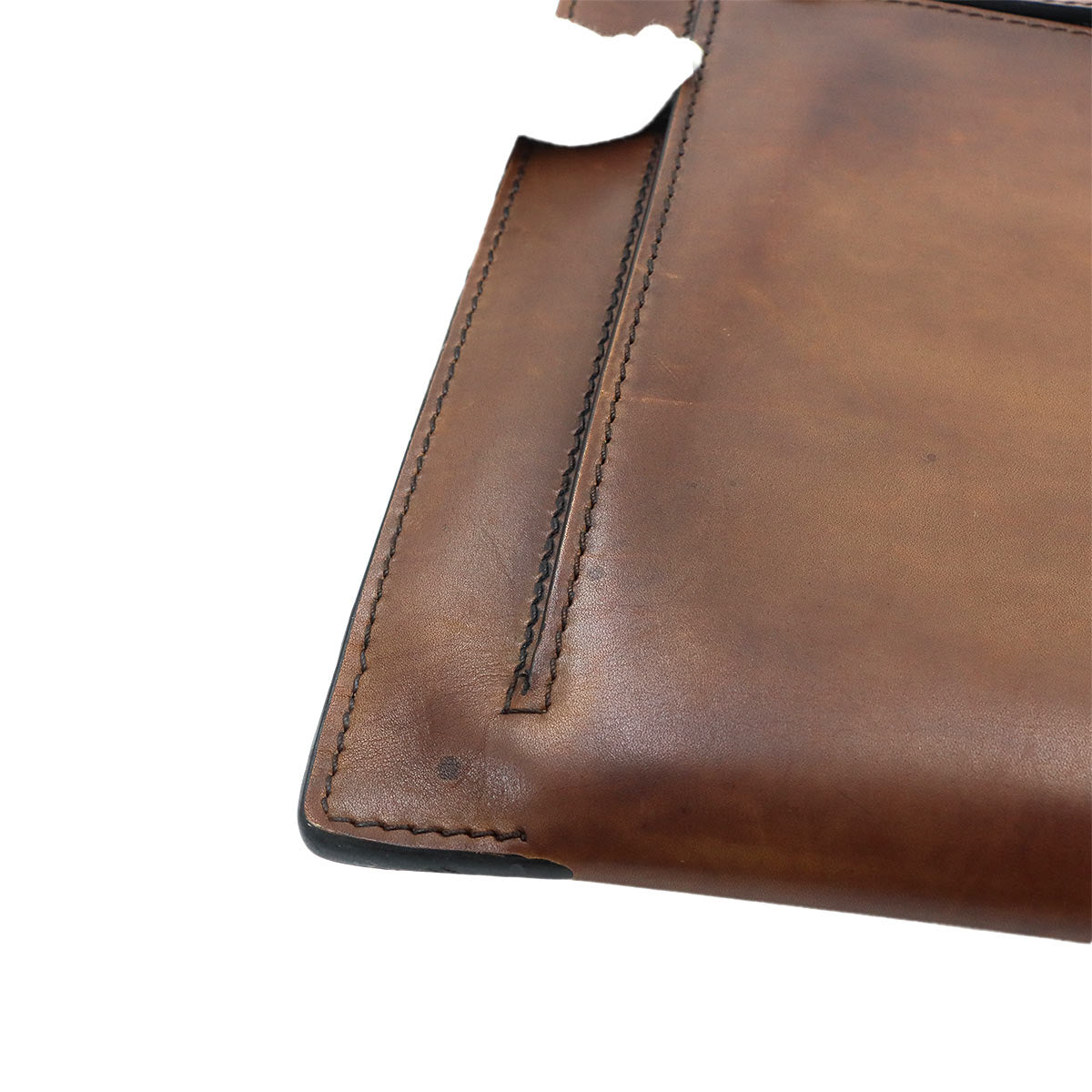 Clutch Bag Leather Brown Logos Purse