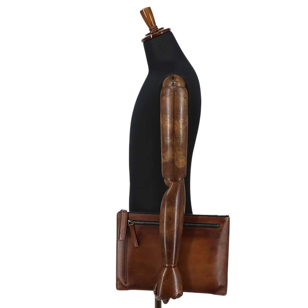 Clutch Bag Leather Brown Logos Purse