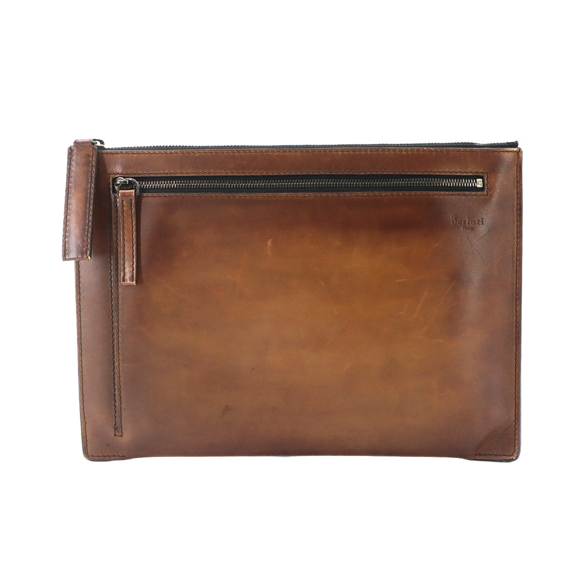 Clutch Bag Leather Brown Logos Purse