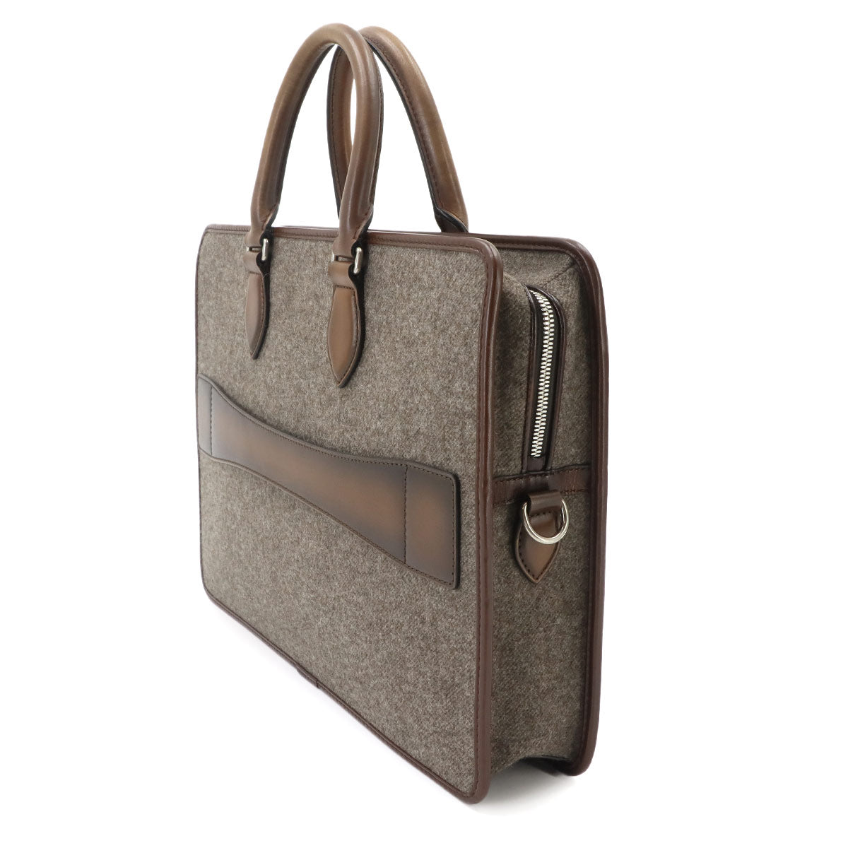 Un Jour Briefcase Business Bag Wool Venezia Leather Brown