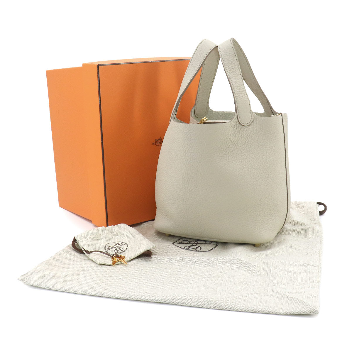 Picotin Lock PM Hand Bag Taurillon Clemence Beton Purse