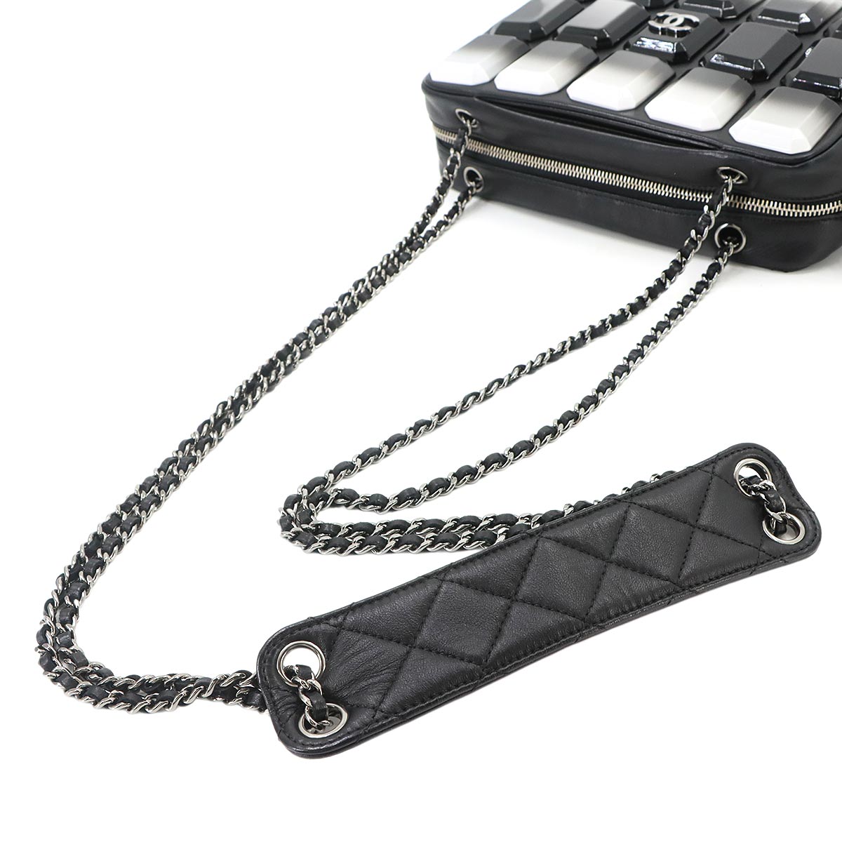 Camera Bag Chain Shoulder Bag Leather Plastic Black
