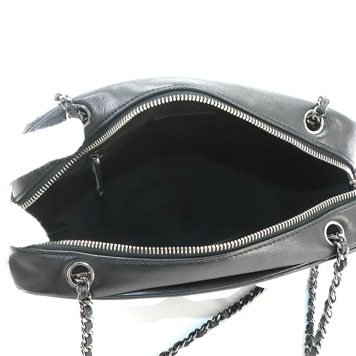 Camera Bag Chain Shoulder Bag Leather Plastic Black