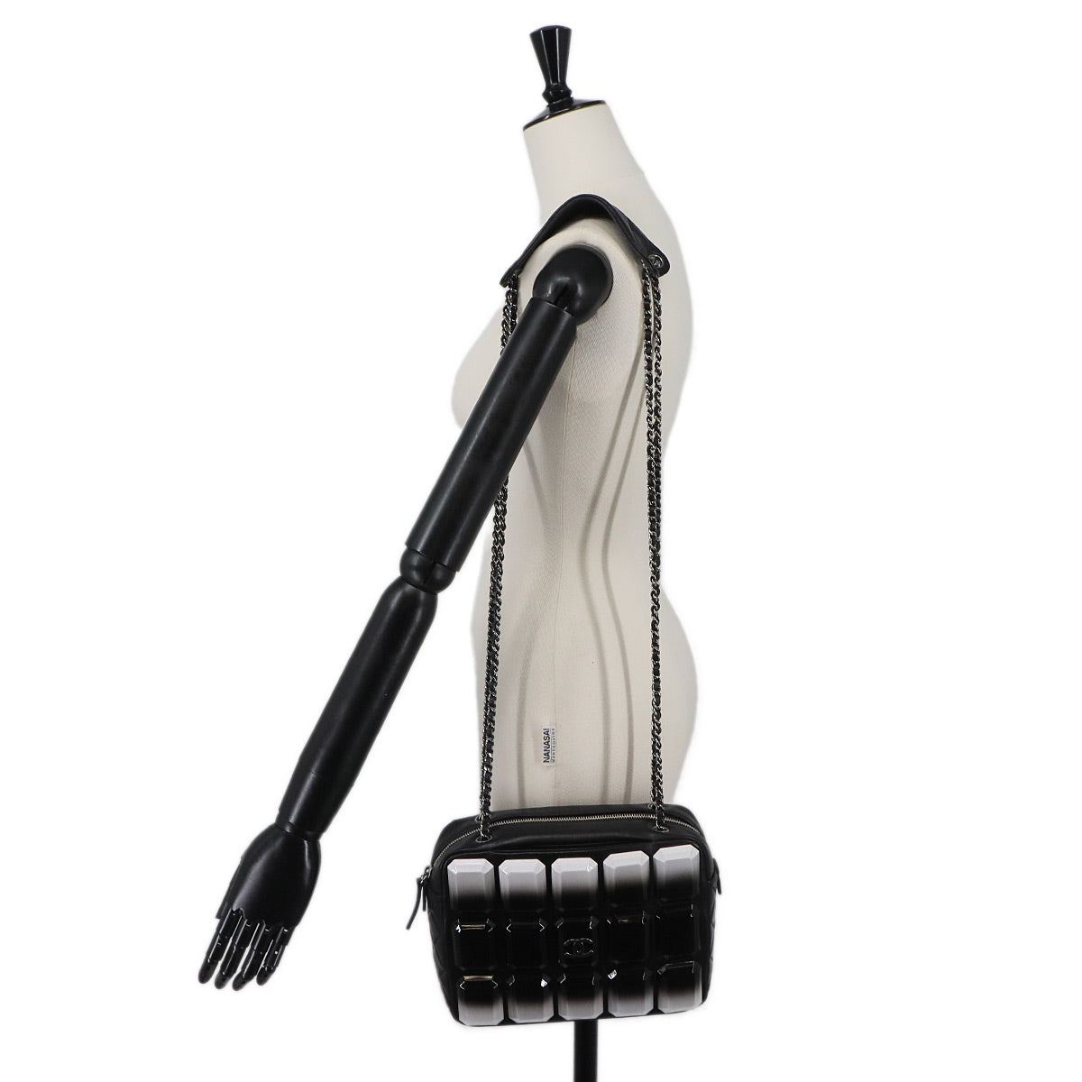 Camera Bag Chain Shoulder Bag Leather Plastic Black