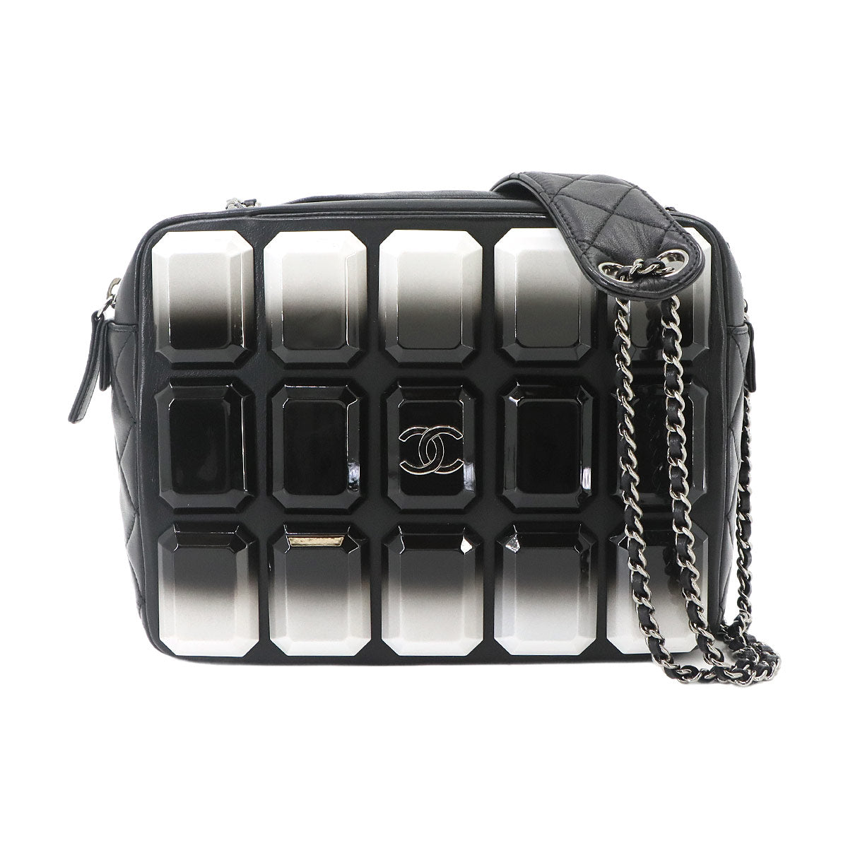 Camera Bag Chain Shoulder Bag Leather Plastic Black