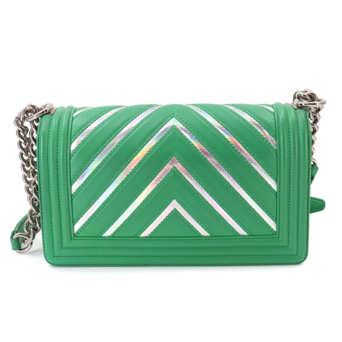BOY CHANEL Chain Shoulder Bag Leather Green A67086 Purse
