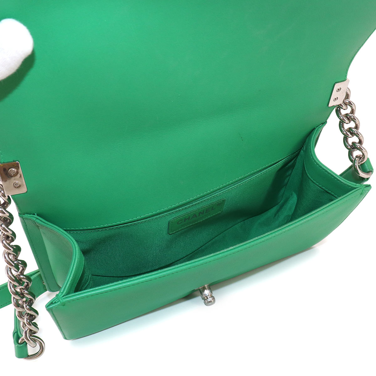 BOY CHANEL Chain Shoulder Bag Leather Green A67086 Purse
