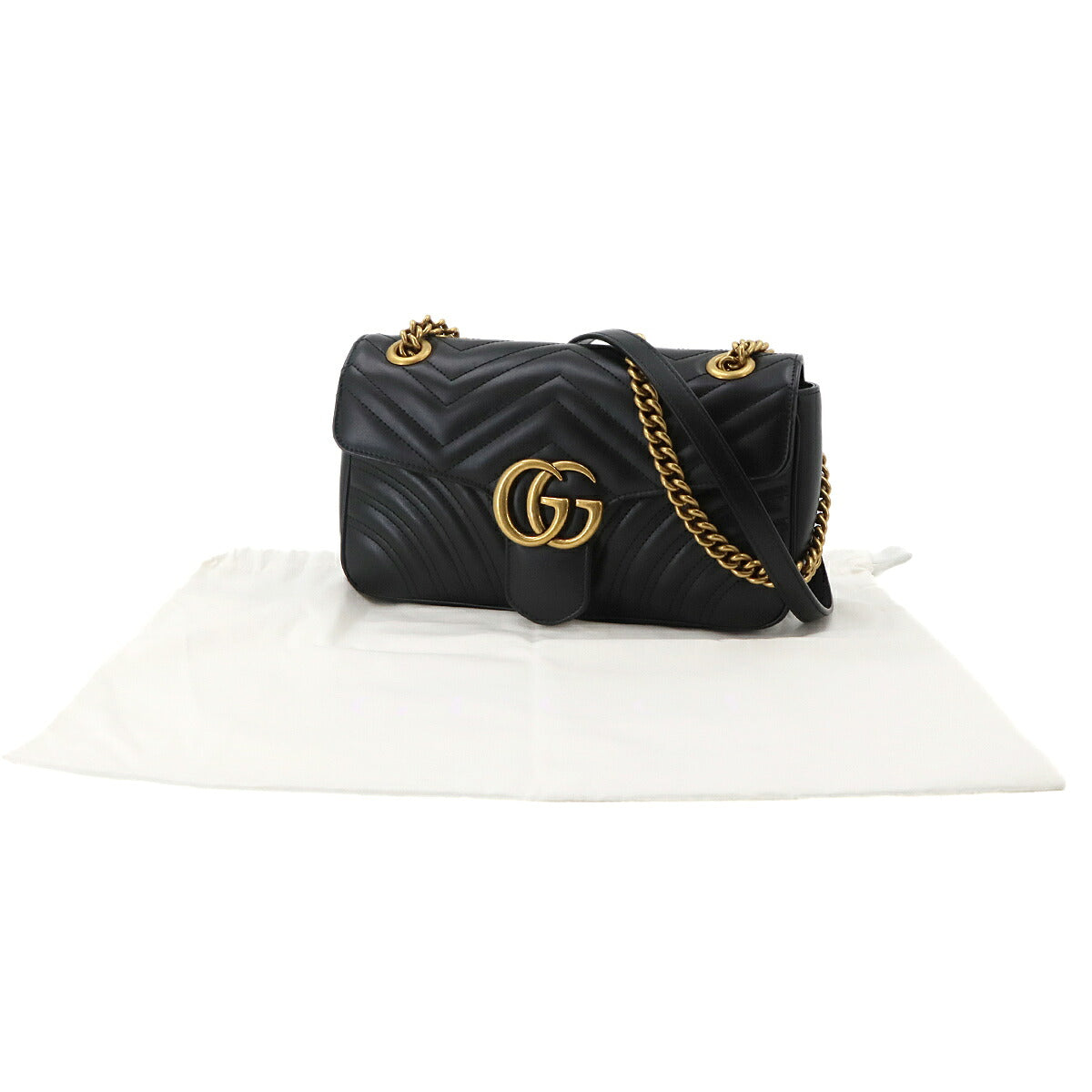 GG Marmont Shoulder Bag Leather Black 443497 Purse
