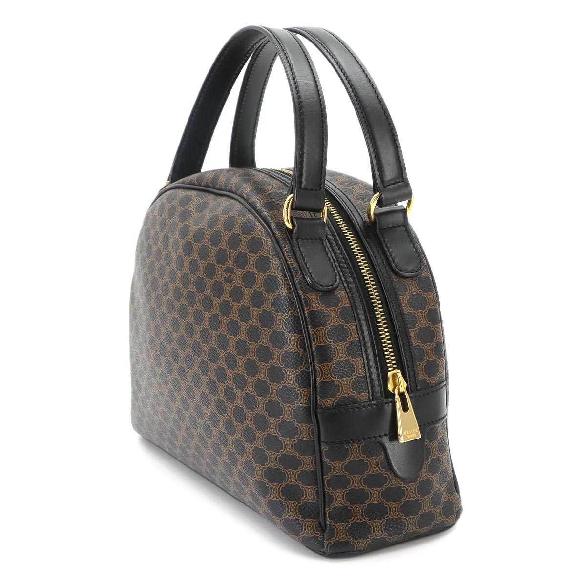 Macadam Hand Bag PVC Leather Black Brown Gold Hardware Vintage