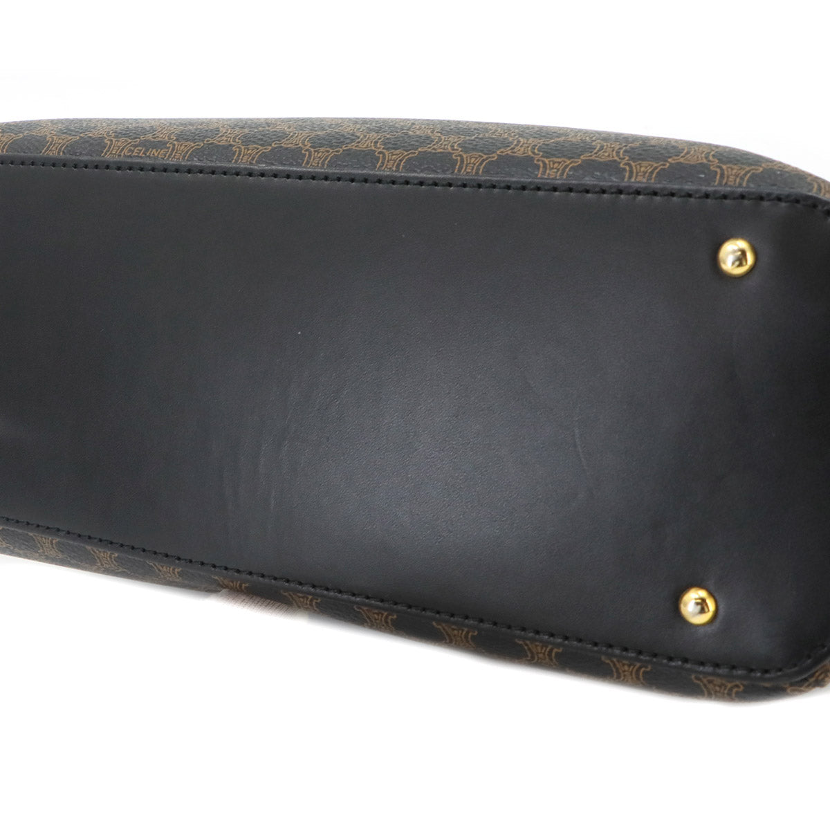 Macadam Hand Bag PVC Leather Black Brown Gold Hardware Vintage
