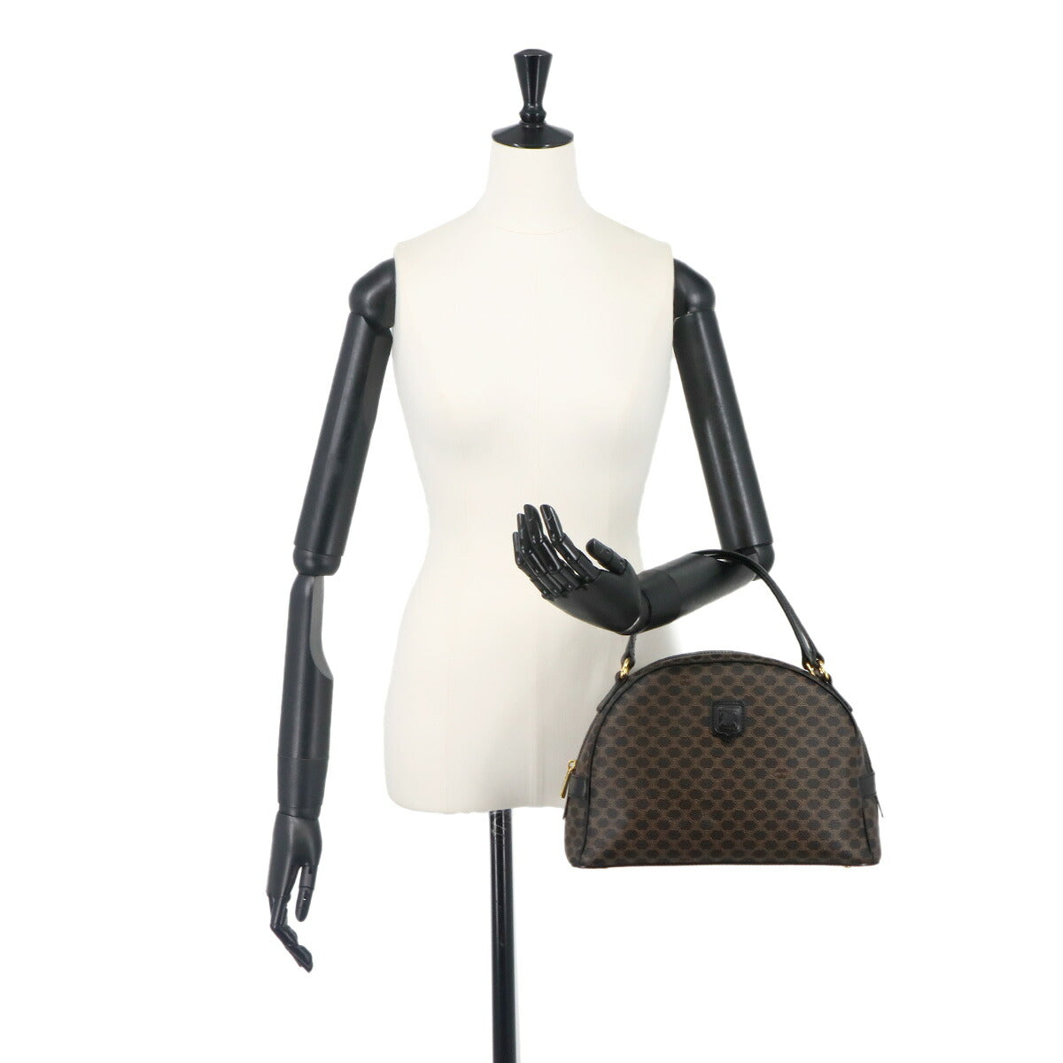 Macadam Hand Bag PVC Leather Black Brown Gold Hardware Vintage