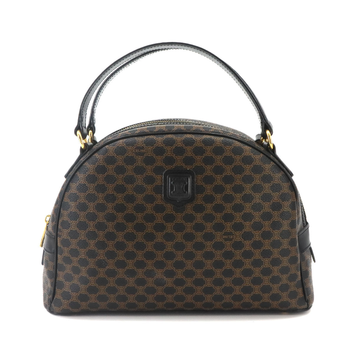 Macadam Hand Bag PVC Leather Black Brown Gold Hardware Vintage