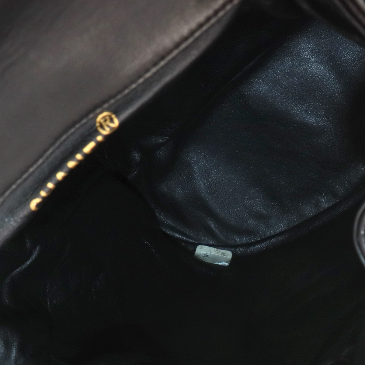 Matelasse Chain Backpack Leather Black duma Purse Vintage