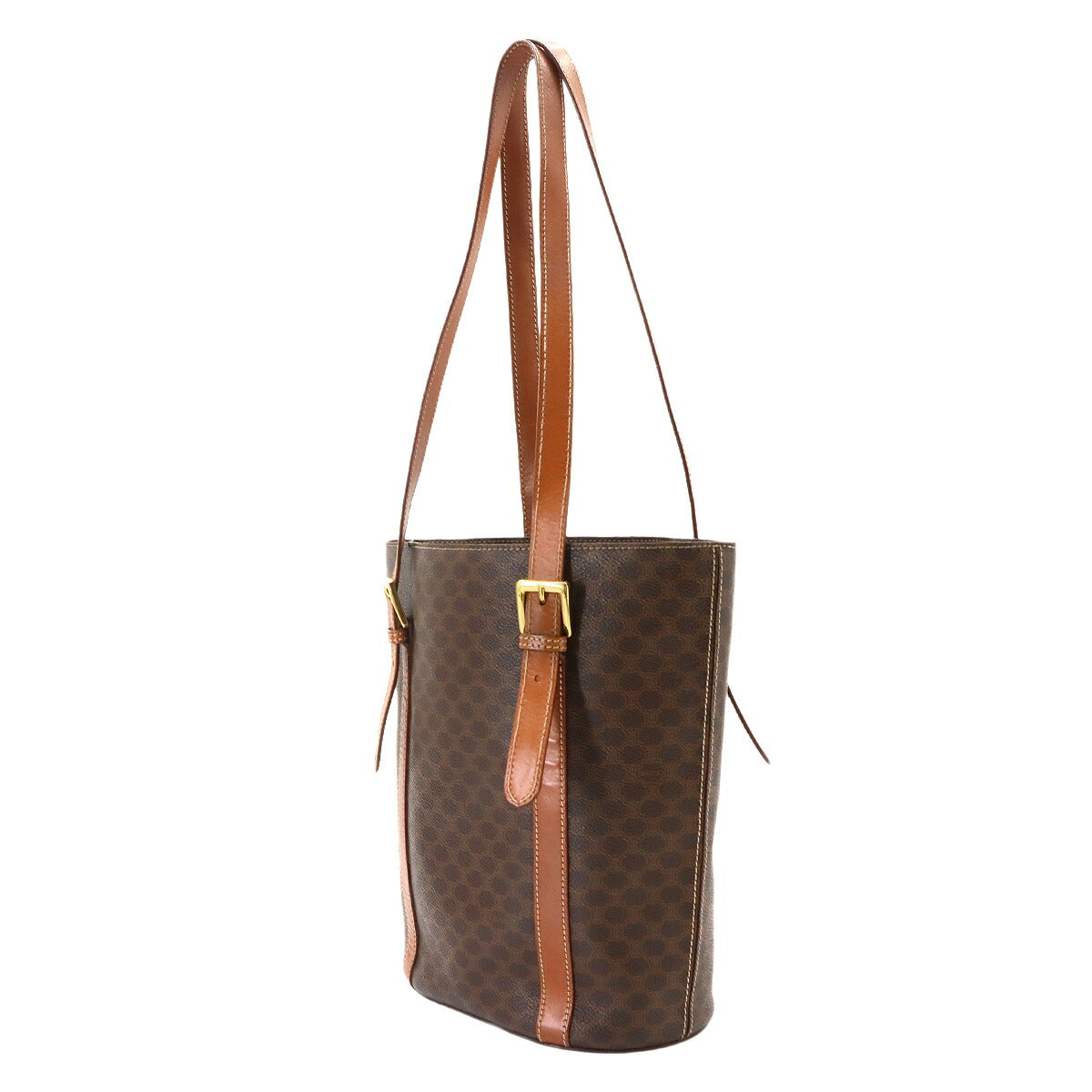 Macadam Tote Bag Leather PVC Brown Vintage Purse