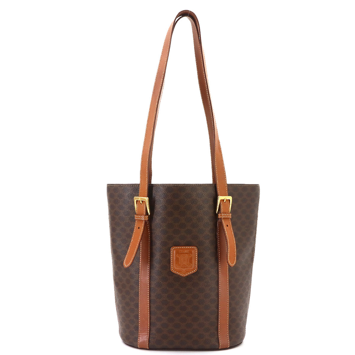 Macadam Tote Bag Leather PVC Brown Vintage Purse