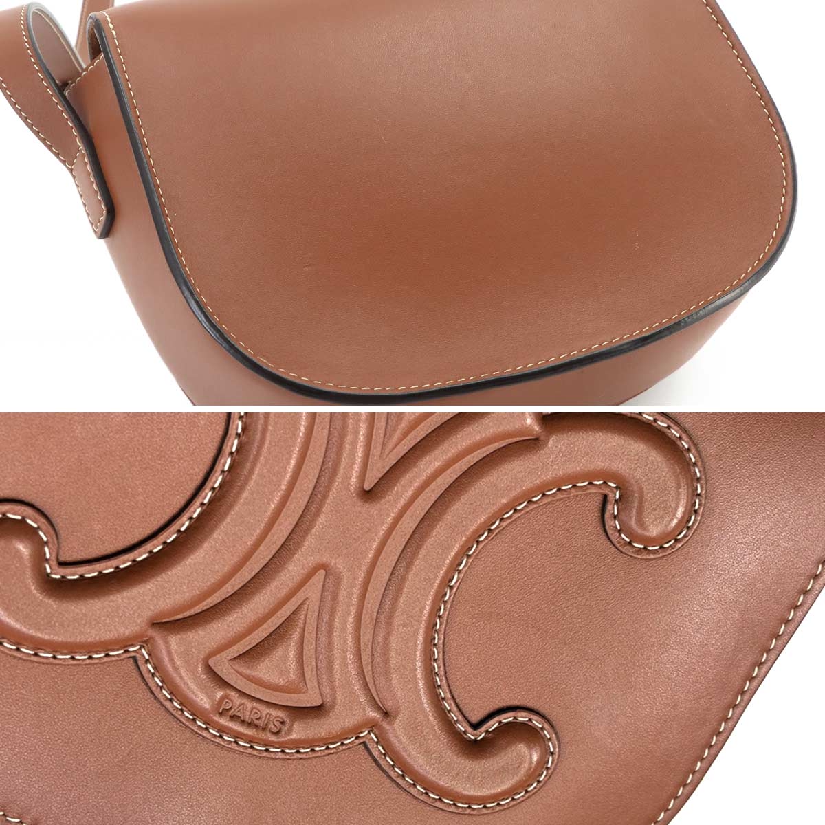 Folco Cuir Triomphe Bag Shoulder Leather Tan 198263DU3 Purse
