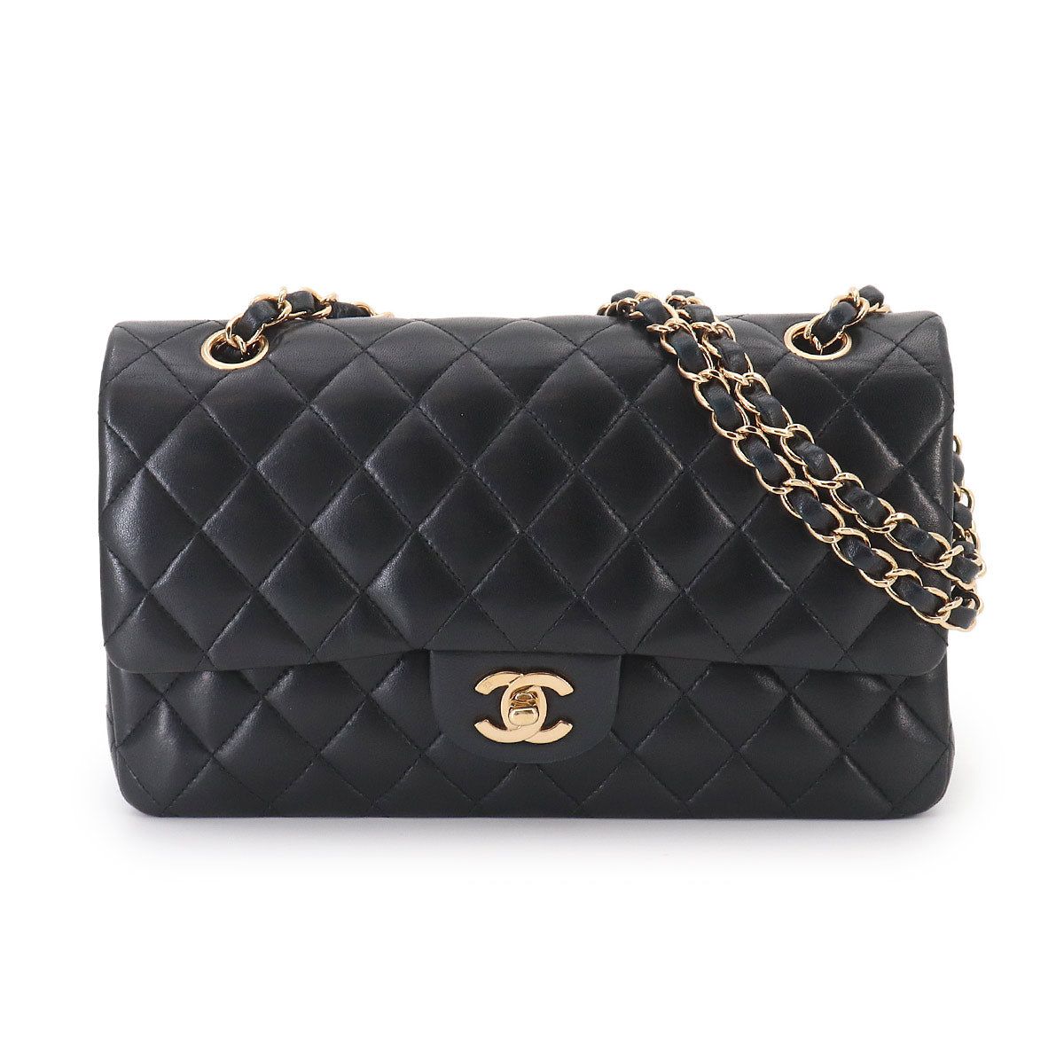Matelasse 25 Chain Shoulder Bag Leather Black A01112