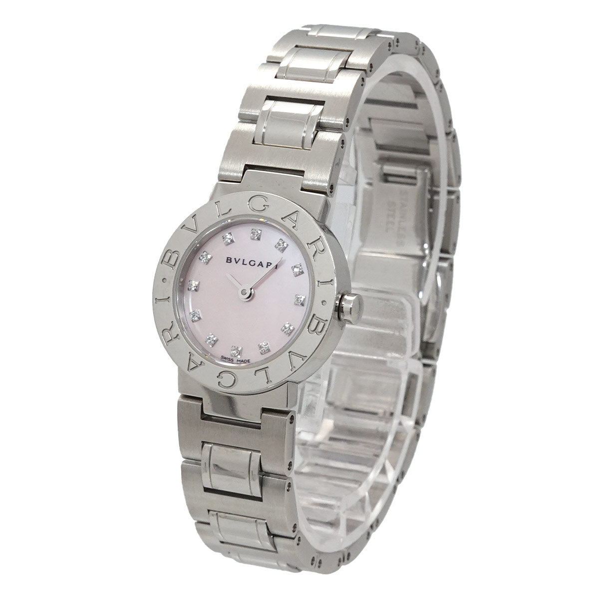 BVLGARIBVLGARI BB23SS Quartz 12P Diamond Pink Shell Dial Ladies