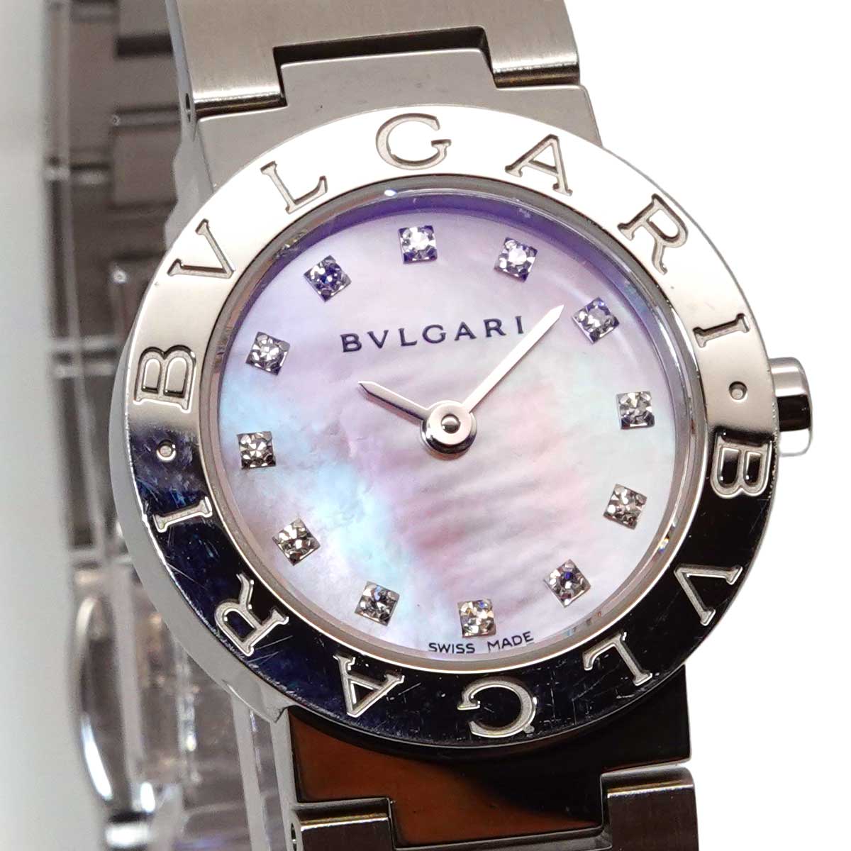 BVLGARIBVLGARI BB23SS Quartz 12P Diamond Pink Shell Dial Ladies