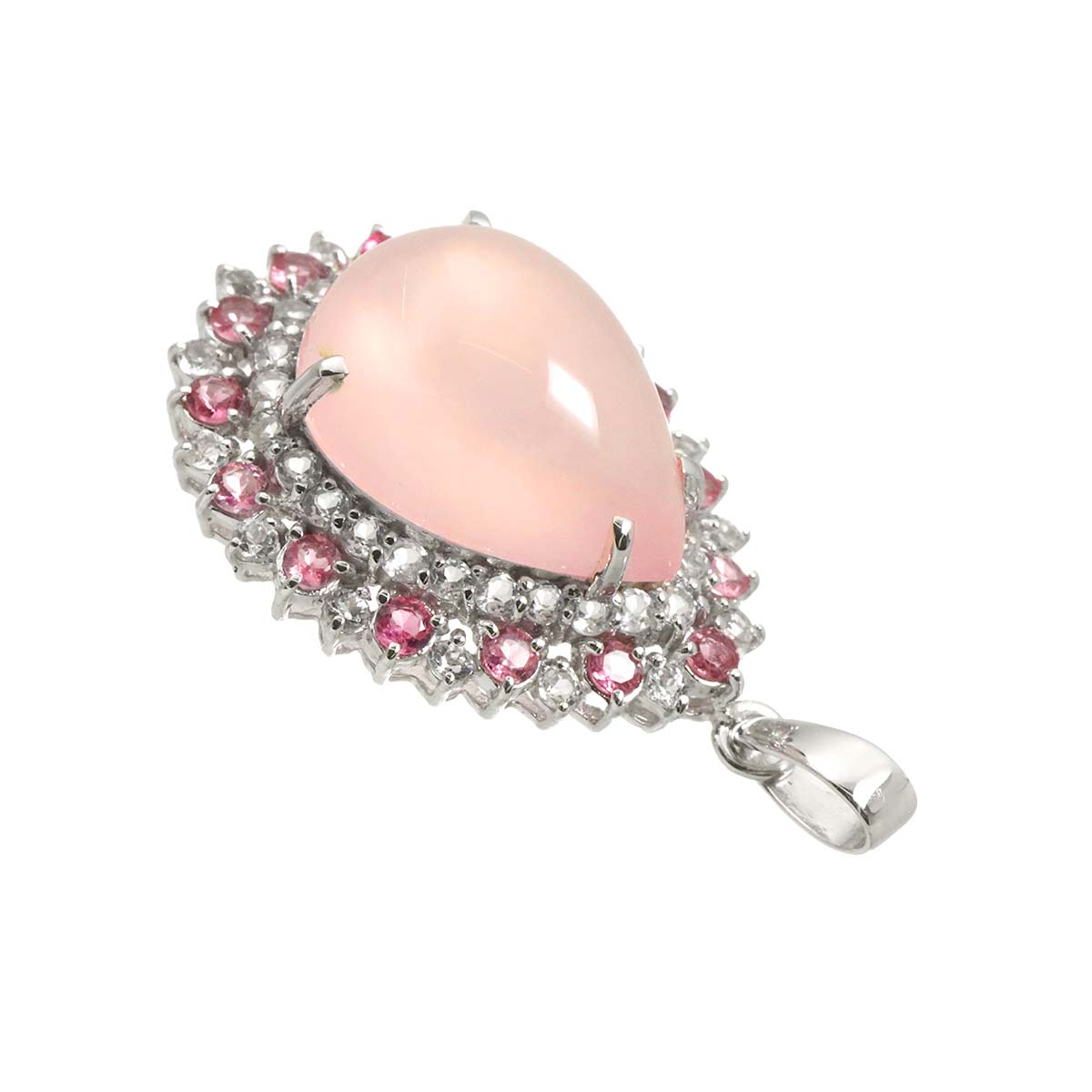 Quartz 19.00ct Tourmaline Pendant Top 18K K18 WG White Gold 750