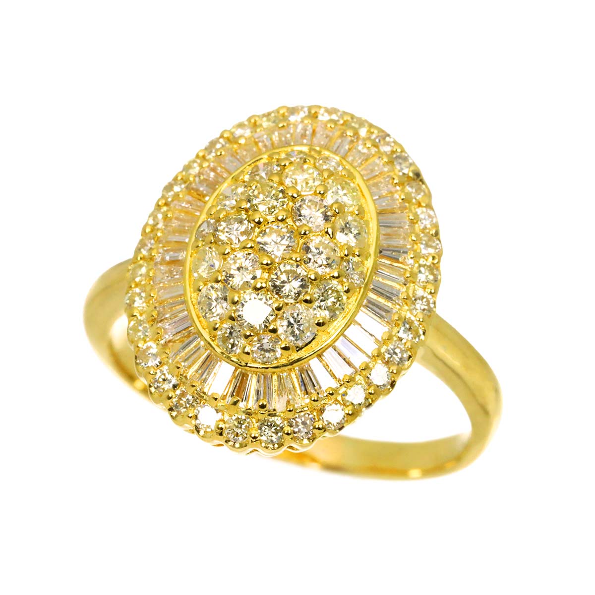 Diamond 1.51ct Ring 18K YG Yellow Gold 750 Size8.75(US)