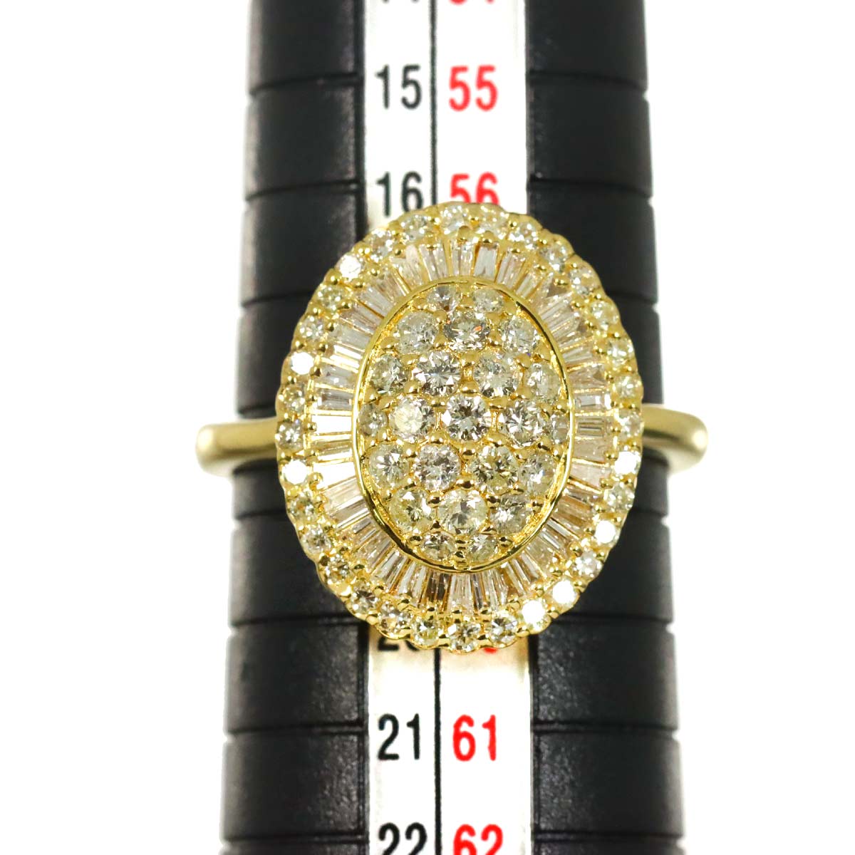 Diamond 1.51ct Ring 18K YG Yellow Gold 750 Size8.75(US)