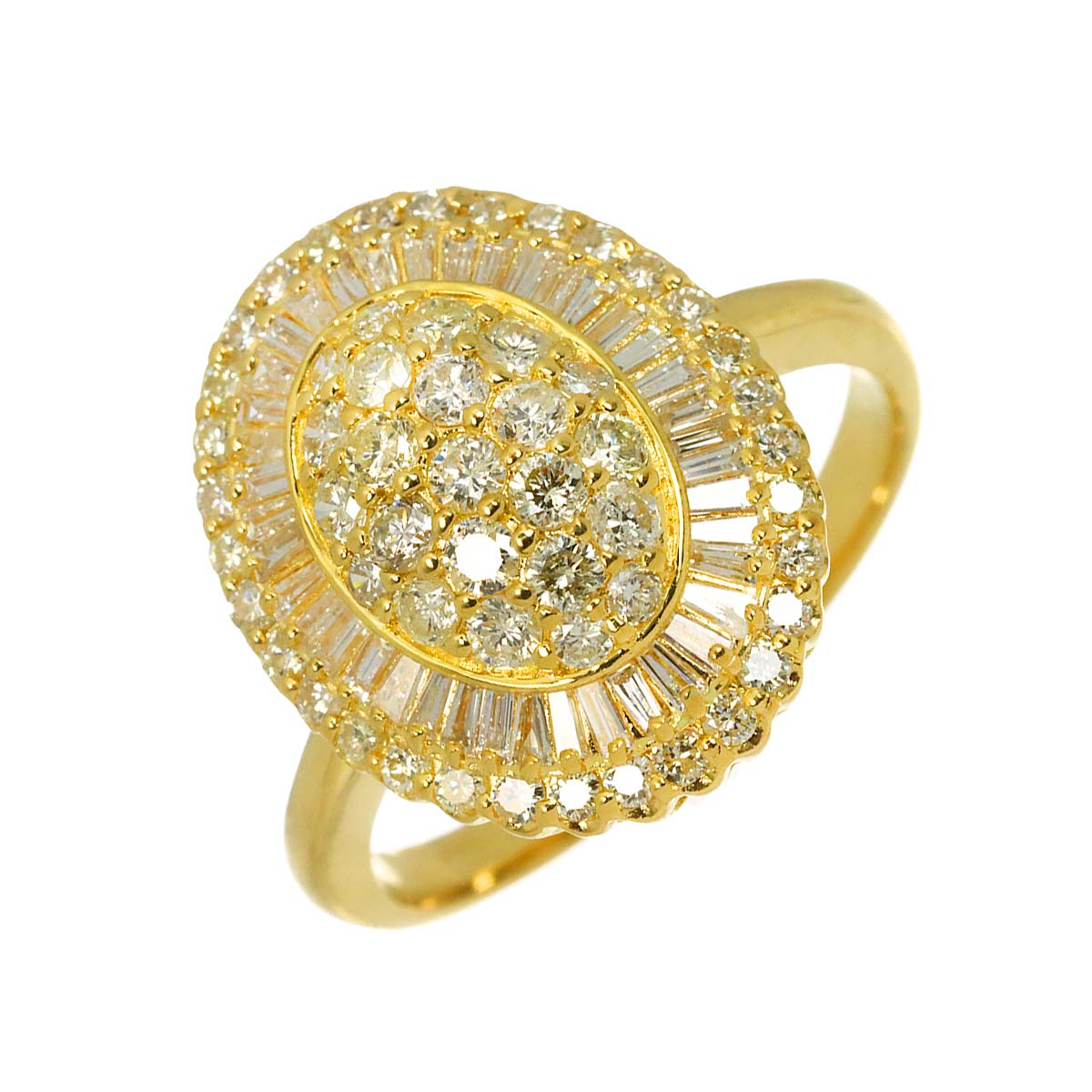 Diamond 1.51ct Ring 18K YG Yellow Gold 750 Size8.75(US)