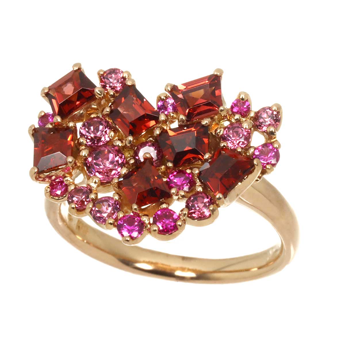 Multi Stone Ruby 0.17ct Ring 18K PG 750 6.25-6.5(US)