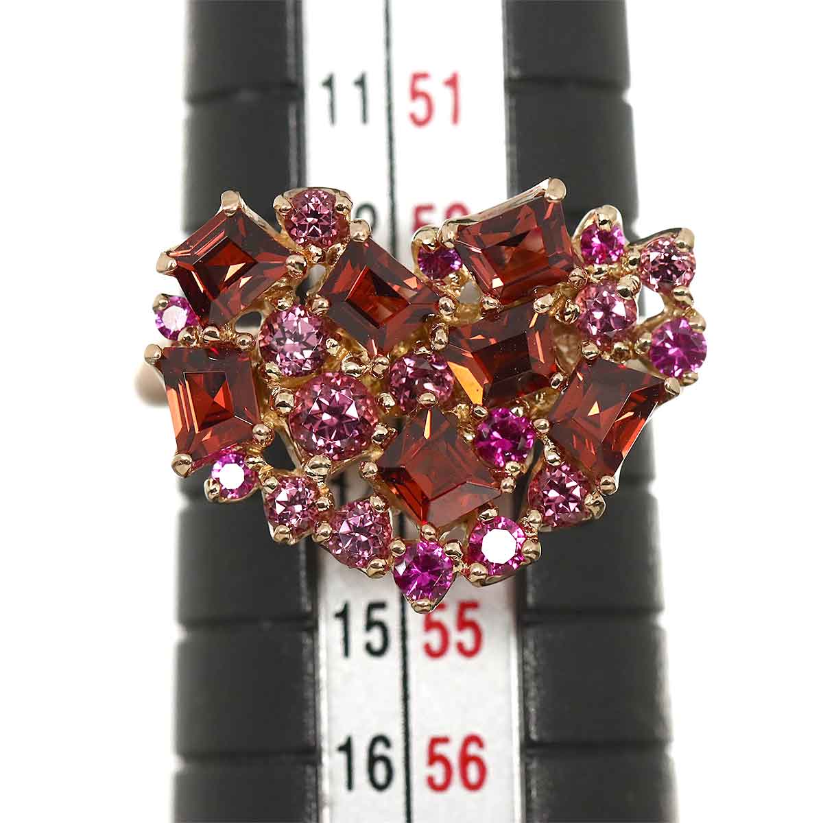 Multi Stone Ruby 0.17ct Ring 18K PG 750 6.25-6.5(US)