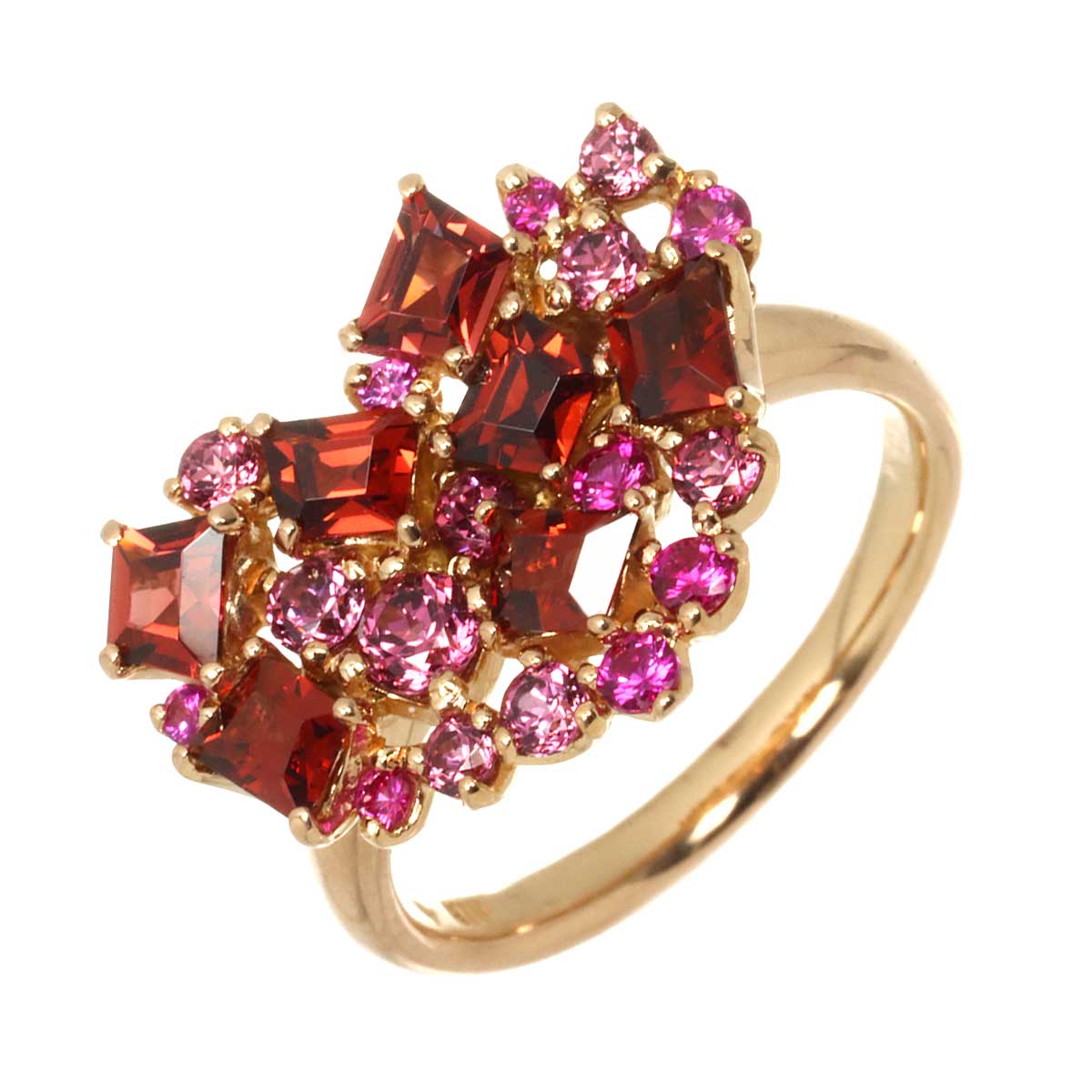 Multi Stone Ruby 0.17ct Ring 18K PG 750 6.25-6.5(US)
