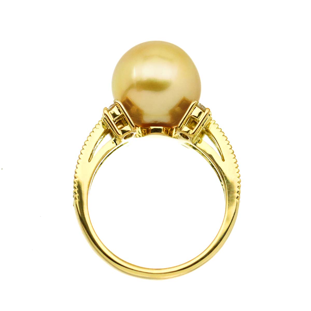 South Sea pearl 11.2mm Diamond 0.25ct Ring 18K K18 YG 750 5.5-5.75(US)