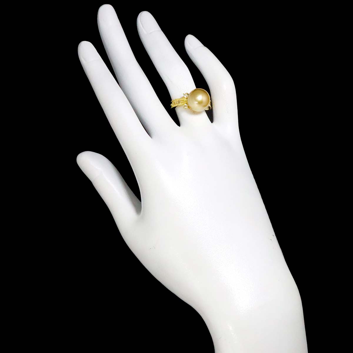 South Sea pearl 11.2mm Diamond 0.25ct Ring 18K K18 YG 750 5.5-5.75(US)