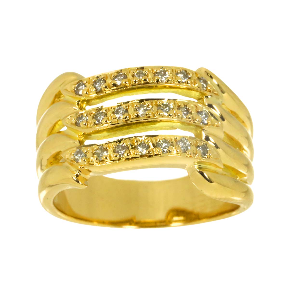 Diamond 0.23ct Ring 18K YG Yellow Gold 750 Size5.75-6(US)