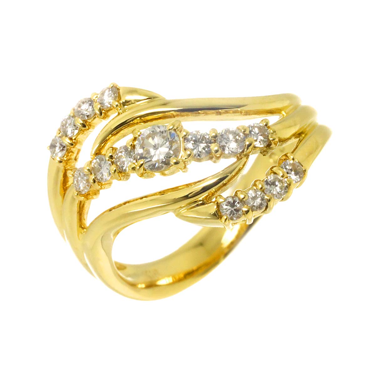 Diamond 0.50ct Ring 18K YG Yellow Gold 750 Size5.5-5.75(US)