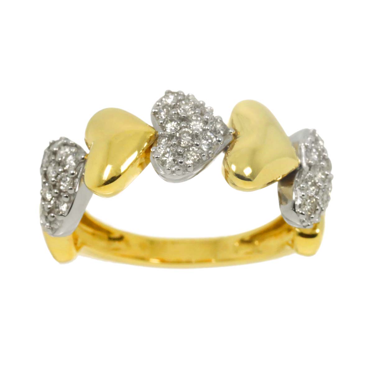 Diamond 0.55ct Ring 18K YG WG Yellow White Gold 750 6(US)